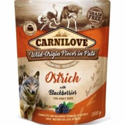 12 X 300 G Beutel Carnilove Hundefutter Paté Mit Pute Und Strauß Mit Blaubeeren Getreidefrei